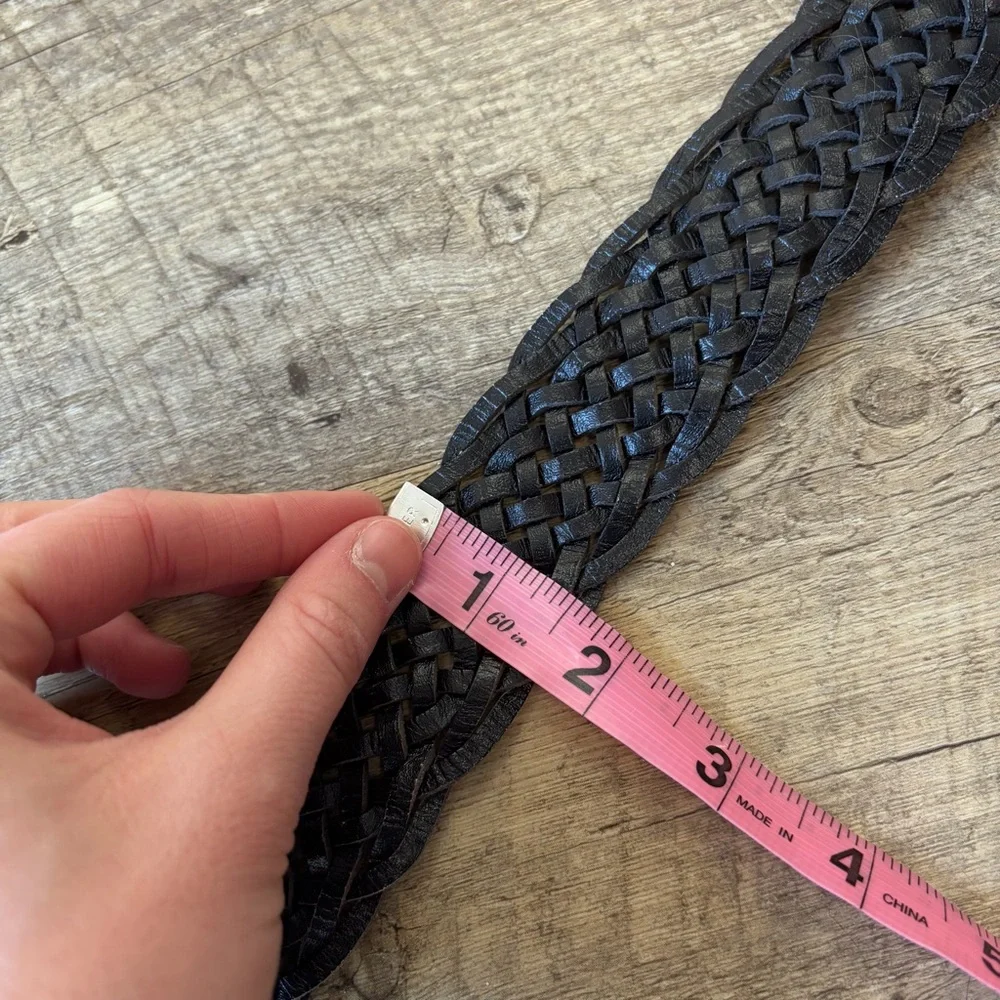 MNG Tropez Leather Woven Belt - Picture 3 of 15